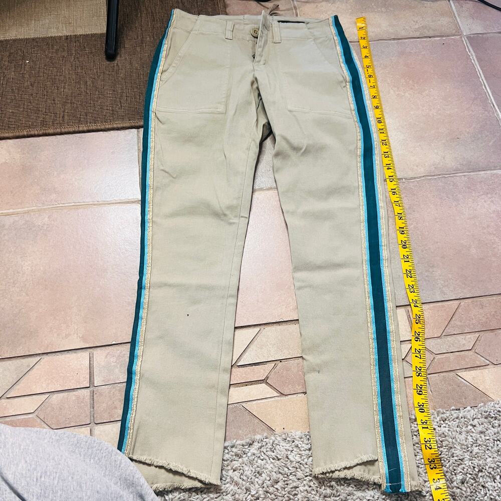 Pam and Gela Y2K 2000's Khaki and Blue Stripe Slacks Size M - Picture 2 of 4